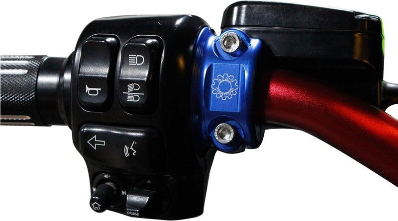PJMTCUSTOM Blue Aluminum Left Right Clutch Handlebar Clamp Lever Control Bracket Fits for Harley Davidson XL883 1200, Softail FLS, Dyna FDX, Touring FLHT FLHX FLTR (Blue) - Image 2